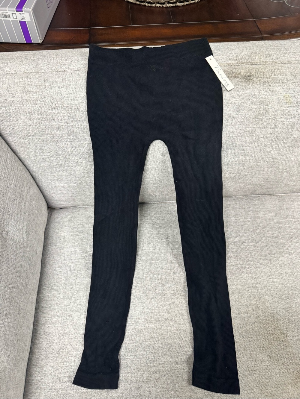 Black Ribbed High-Waist Leggings